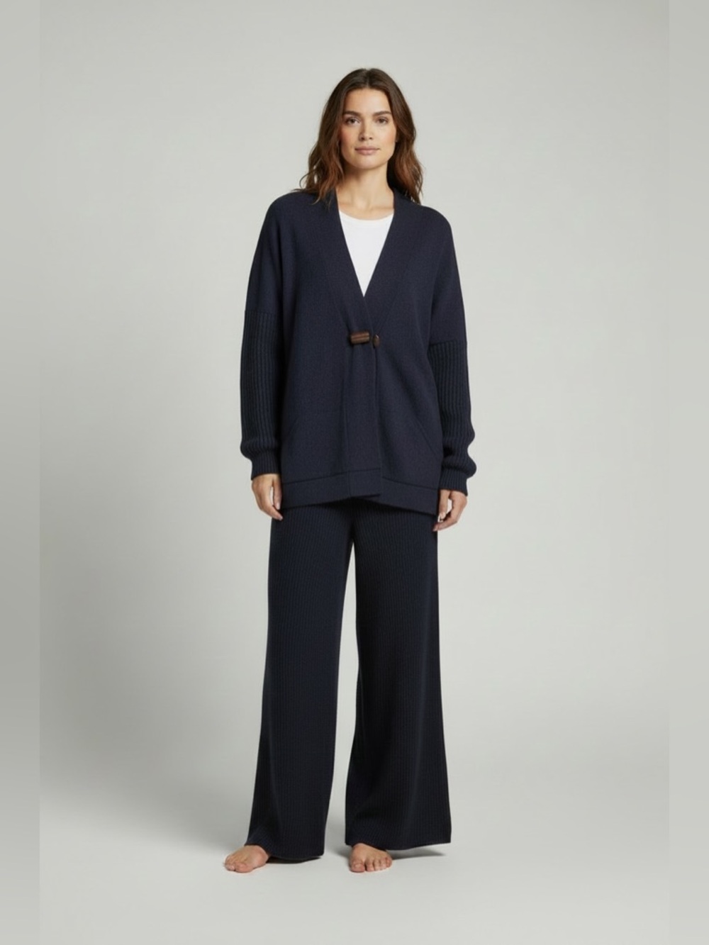 Brunello Cucinelli NWOT Navy blue Cashmere Cardigan small sequence sleeve